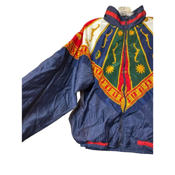 Vintage 80's Center Aisle Celestial Sun And Moon Windbreaker Jacket Blue Pop Art - Picture 5 of 9